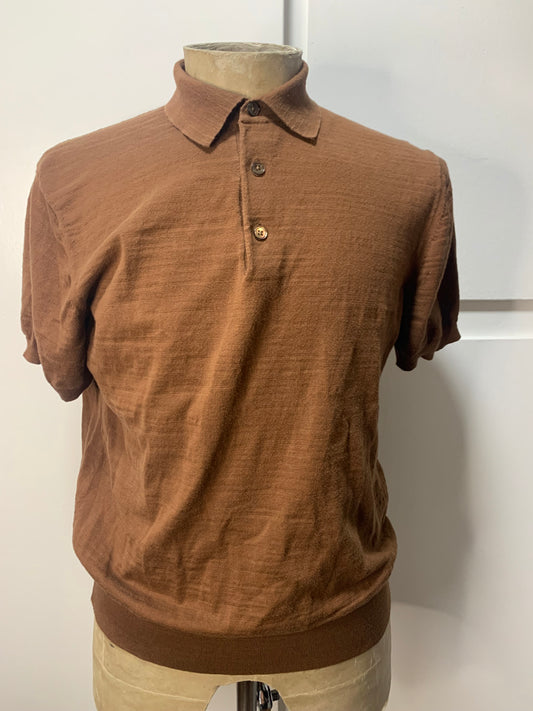 Buck Mason Avalon Knit Brown Polo Shirt. Sz. S