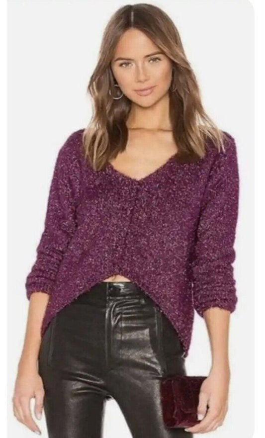 Lovers + Friends Gerona. Women's V-Neck High/Low Relaxed Fit Sweater. Sz. M